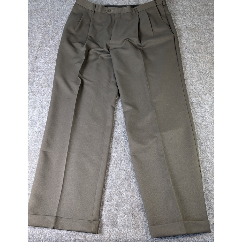 Savane Pants Mens 40 x 32 Dark Brown Cotton Comfort Plus Pleated Cuffed EUC